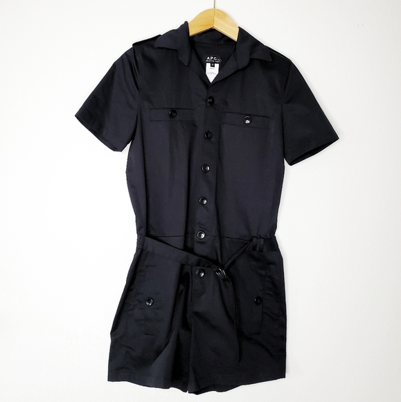 A.P.C. Jane Short Sleeve Romper In Black S. - Picture 2 of 7